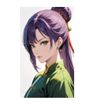 真剣な紫髪カンフー女0（個別スタンプ：11）