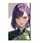 真剣な紫髪カンフー女0（個別スタンプ：12）