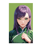 真剣な紫髪カンフー女0（個別スタンプ：36）