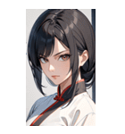 真剣な黒髪カンフー女性0（個別スタンプ：1）