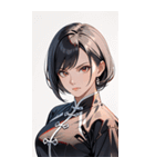 真剣な黒髪カンフー女性0（個別スタンプ：2）