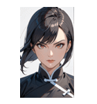 真剣な黒髪カンフー女性0（個別スタンプ：5）