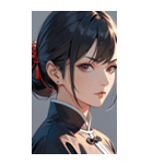 真剣な黒髪カンフー女性0（個別スタンプ：6）
