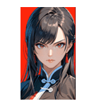 真剣な黒髪カンフー女性0（個別スタンプ：8）