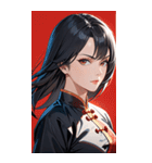 真剣な黒髪カンフー女性0（個別スタンプ：9）