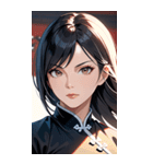 真剣な黒髪カンフー女性0（個別スタンプ：11）