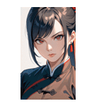 真剣な黒髪カンフー女性0（個別スタンプ：12）