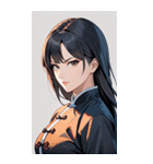 真剣な黒髪カンフー女性0（個別スタンプ：13）