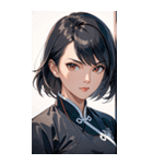 真剣な黒髪カンフー女性0（個別スタンプ：15）