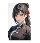 真剣な黒髪カンフー女性0（個別スタンプ：19）