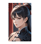 真剣な黒髪カンフー女性0（個別スタンプ：21）