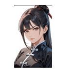 真剣な黒髪カンフー女性0（個別スタンプ：24）