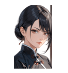 真剣な黒髪カンフー女性0（個別スタンプ：27）