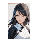 真剣な黒髪カンフー女性0（個別スタンプ：28）