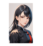 真剣な黒髪カンフー女性0（個別スタンプ：29）