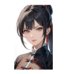 真剣な黒髪カンフー女性0（個別スタンプ：30）