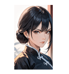 真剣な黒髪カンフー女性0（個別スタンプ：32）