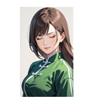 目をつぶった茶髪カンフー女性0（個別スタンプ：5）