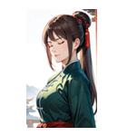 目をつぶった茶髪カンフー女性0（個別スタンプ：6）