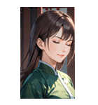 目をつぶった茶髪カンフー女性0（個別スタンプ：7）
