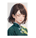 目をつぶった茶髪カンフー女性0（個別スタンプ：8）