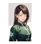目をつぶった茶髪カンフー女性0（個別スタンプ：9）