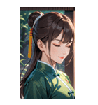 目をつぶった茶髪カンフー女性0（個別スタンプ：10）