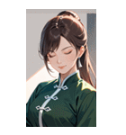 目をつぶった茶髪カンフー女性0（個別スタンプ：11）