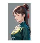 目をつぶった茶髪カンフー女性0（個別スタンプ：12）