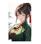 目をつぶった茶髪カンフー女性0（個別スタンプ：16）