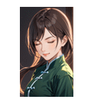 目をつぶった茶髪カンフー女性0（個別スタンプ：17）