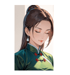 目をつぶった茶髪カンフー女性0（個別スタンプ：20）