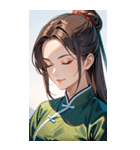 目をつぶった茶髪カンフー女性0（個別スタンプ：22）