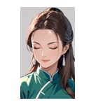 目をつぶった茶髪カンフー女性0（個別スタンプ：24）