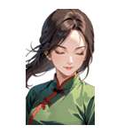 目をつぶった茶髪カンフー女性0（個別スタンプ：25）