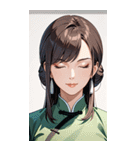 目をつぶった茶髪カンフー女性0（個別スタンプ：26）