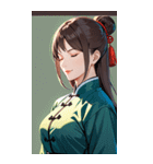 目をつぶった茶髪カンフー女性0（個別スタンプ：31）