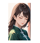 目をつぶった茶髪カンフー女性0（個別スタンプ：33）