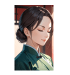 目をつぶった茶髪カンフー女性0（個別スタンプ：35）