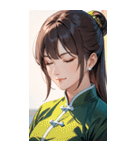 目をつぶった茶髪カンフー女性0（個別スタンプ：36）