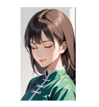 目をつぶった茶髪カンフー女性0（個別スタンプ：38）