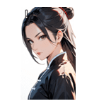 真剣な黒髪カンフー女性（個別スタンプ：14）