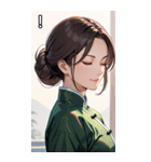 目をつぶった茶髪カンフー女性（個別スタンプ：14）