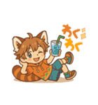 レッサーパンダ化の男の子達（個別スタンプ：34）