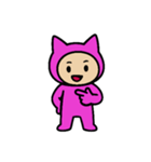 [アレンジ用]ネコかぶる子（ピンク色）（個別スタンプ：1）