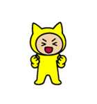[アレンジ用]ネコかぶる子（黄色）（個別スタンプ：4）