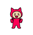[アレンジ用]ネコかぶる子（赤色）（個別スタンプ：2）