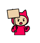 [アレンジ用]ネコかぶる子（赤色）（個別スタンプ：9）