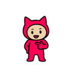 [アレンジ用]ネコかぶる子（赤色）（個別スタンプ：10）