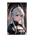 悲しげな表情の銀髪の女吸血鬼0（個別スタンプ：7）